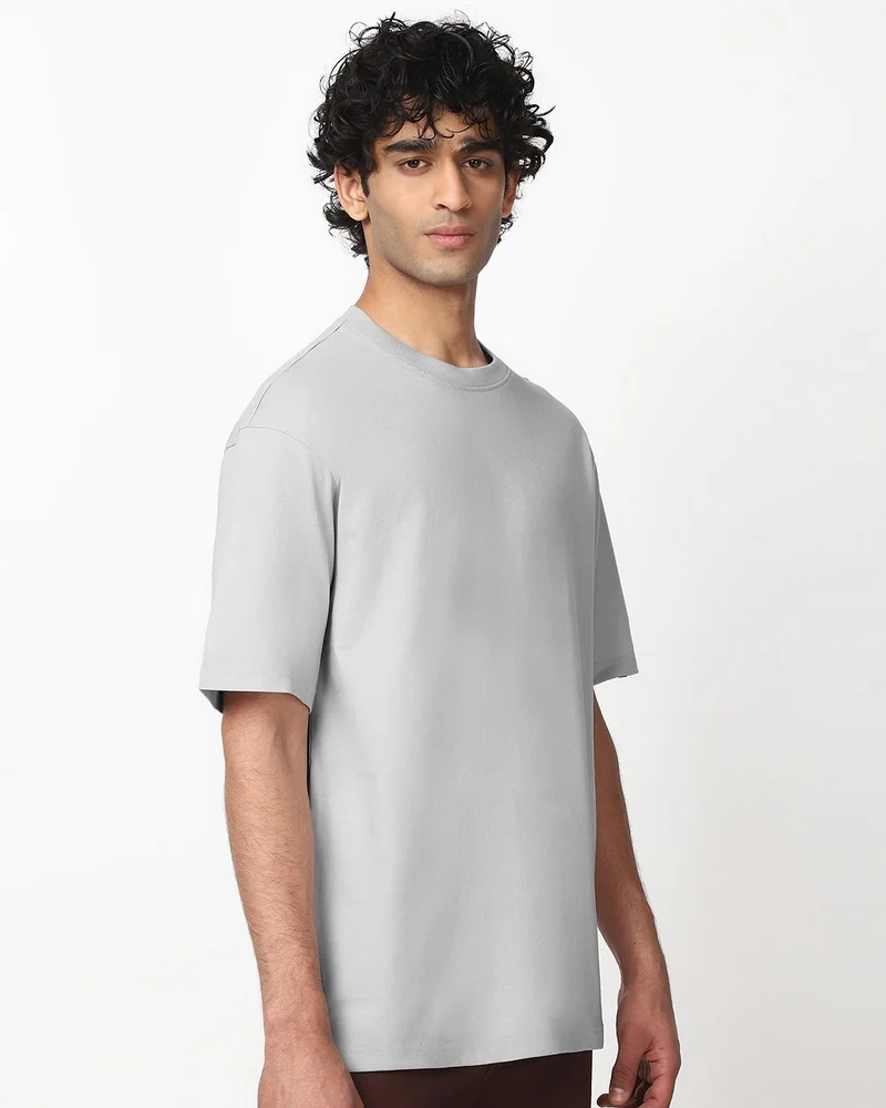 bewakoof Men's Vapour Blue Oversized T-shirt